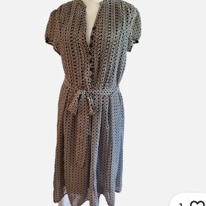 Robert Louis Black and Yellow Geometric Midi Dress